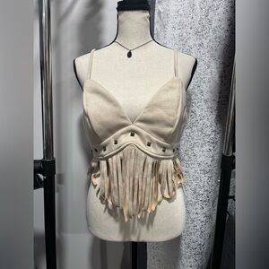 SHEIN Beige Fringe Camisole Top